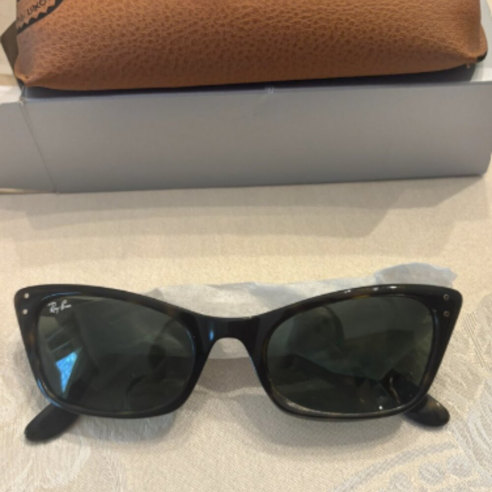 Ray-Ban Lady Burbank Sunglasses in Polished Havana, green lenses